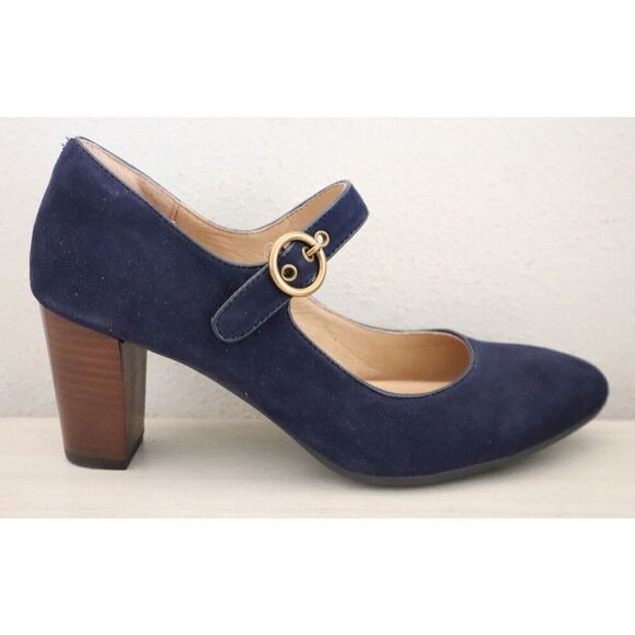 Söfft SF0073477 Women's Sz 8M Sky Navy Blue Suede Petra Mary Jane Pumps - Picture 4 of 9